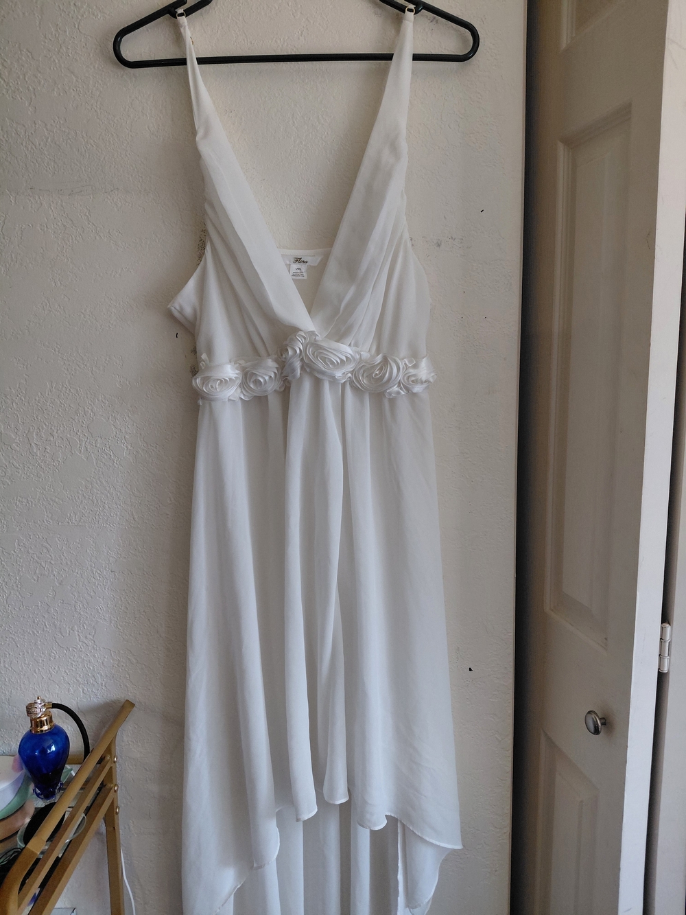 White Floral-Embellished V-Neck Maxi Dress
